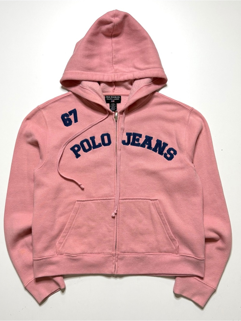 Vintage Polo Jeans Ralph Lauren Full Zip Hoodie Womens Medium Pink Y2K